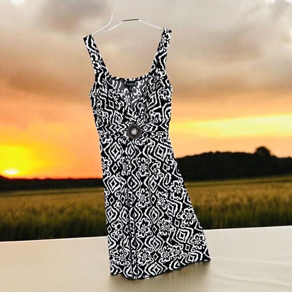 En Focus Studio Dress Womens Size 14 Brown Cream Casual‎ Beaded Sleeveless READ - Picture 5 of 15